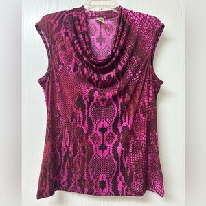 Anne Klein Pink and Black Animal Print Top